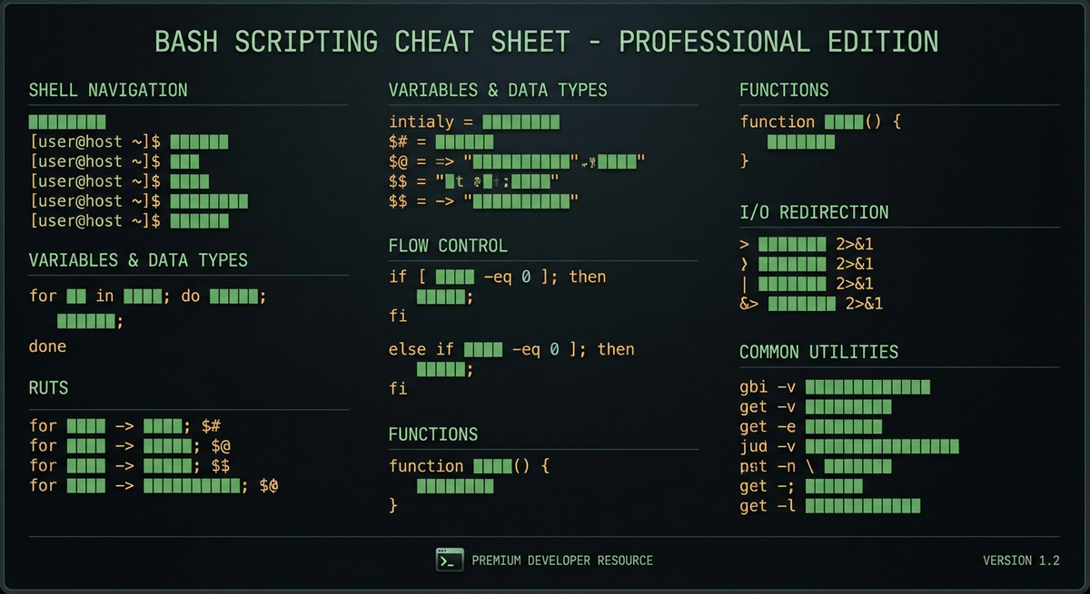 Preview of Bash Scripting Cheat Sheet
