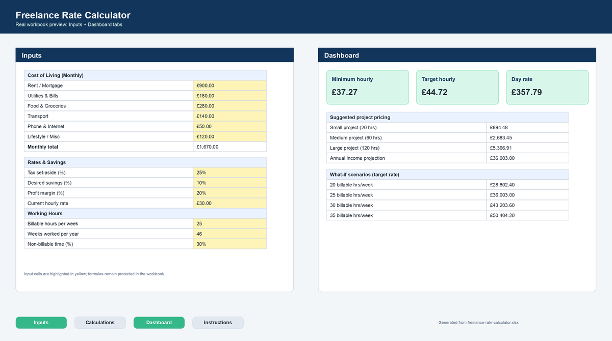 Preview of Freelance Rate Calculator