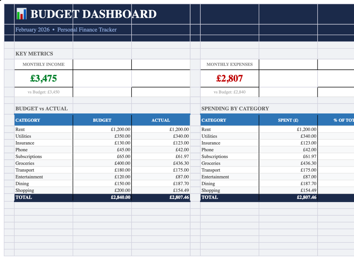Preview of Simple Budget Tracker
