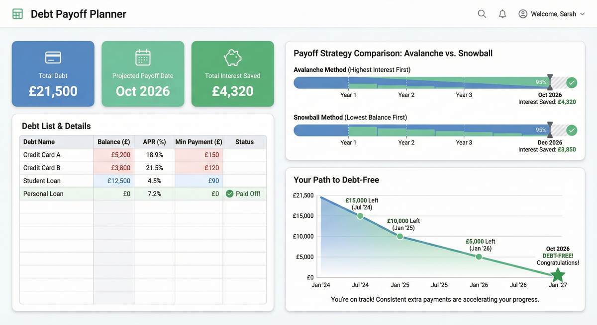 Preview of Debt Payoff Planner