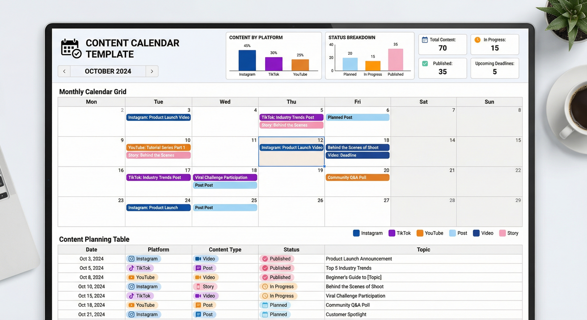Preview of Content Calendar Template